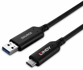 Vads Lindy 43396, USB Type C/USB Type A, 2500 cm, melna krās.