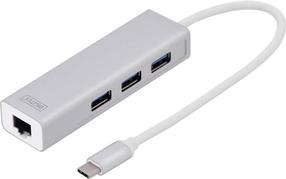 Dokstacija Digitus 3 + 1 DA-70255 Digitus USB-C GigE USB 3.0 Type C male, USB, 0.01 m, sudraba krās.