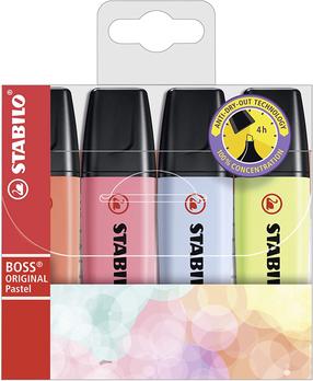 Текстовый маркер Stabilo Boss Pastel, 2 - 5 мм, многоцветный, 4 шт.