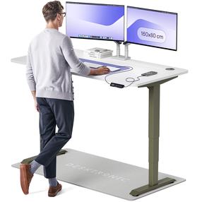 Kompiuterio stalas reguliuojamo aukščio Desktronic HomePro 830 53, 160 cm x 80 cm, 126 cm, balta sp./žalia sp.