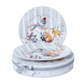 Lėkščių rinkinys pietų Home4you Mia Snow, 26 cm x 26 cm, balta sp./pilka sp.