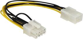 Tinklo kabelis Delock 83775 8-Pin-PCIe female, 6-Pin-PCIe male, 0.2 m, juoda sp./geltona sp.