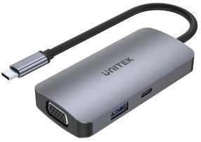 USB sadalītājs Unitek Trio 5in1 USB Type-C, HDMI, pelēka krās.