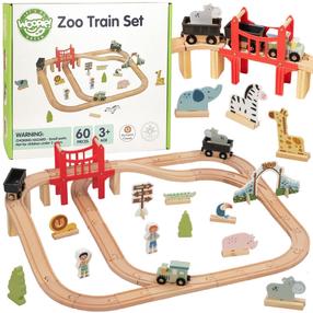 Žaislinis traukinys su bėgiais Woopie Zoo, įvairių spalvų