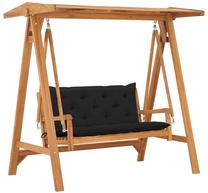 Lauko sūpynės VLX Solid Teak Wood, ruda sp./juoda sp., 96.5 cm x 170 cm x 171 cm