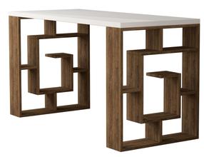 Rašomasis stalas Kalune Design Maze 855DTE3833, 140 cm x 60 cm, 75 cm, ąžuolo sp./balta sp./tamsiai ruda sp.