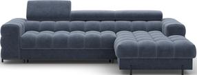 Kampinė sofa - lova Felro Aura 40, mėlyna sp., dešininė, 181 x 285 cm x 93 cm