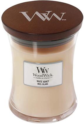 Žvakė, aromatinė WoodWick White Honey, 100 h, 270 g, Ruda
