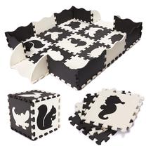 Kilimėlis kūdikiams - dėlionė Puzzle Mat 6270, 90 cm x 90 cm, 25 vnt, balta sp./juoda sp.