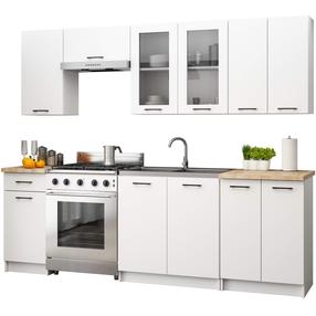 Virtuvės baldų komplektas Akord Furniture Factory Oliwia, ruda sp./balta sp., 2.4 m