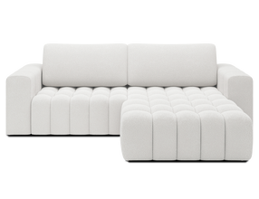 Kampinė sofa - lova Bonett, balta sp., dešininė, 175 x 250 cm x 92 cm
