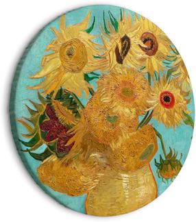 Apaļa reprodukcija uz audekla Artgeist Vase with Twelve Sunflowers (Vincent van Gogh), 80 cm x 80 cm