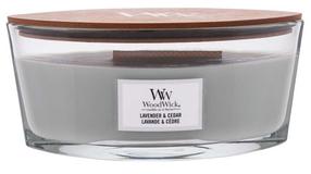 Svece, aromātiskā WoodWick Lavender&Cedar 76117E, 40 h, 453.6 g, sarkana krās.