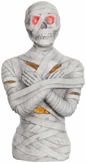 Dekorācija, ar iebūvētu led apgaismojumu Finnlumor Halloween Mummy, 36 cm, balta krās.