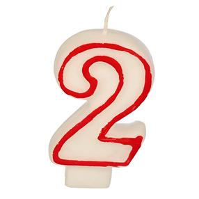 Dzimšanas dienas svece Papstar Number 2, balta krās./sarkana krās.