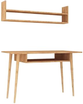 Kirjutuslaud ja riiul Kalune Design Muty, 120 cm x 60 cm, 74 cm, tamm v.