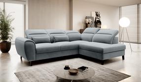 Kampinė sofa Noble Velvetmat 4, pilka sp., dešininė, 201 x 255 cm x 100 cm