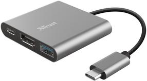 Adapteris Trust Dalyx 3 in 1 Dalyx 3-in-1 Multiport USB-C Adapter USB-C, HDMI, 0.01 m, sudraba krās.