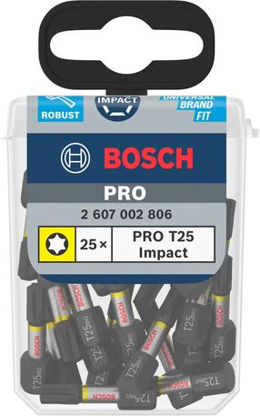 Набор битов для отверток Bosch Pro Impact T, T20, 25 мм, 1/4"