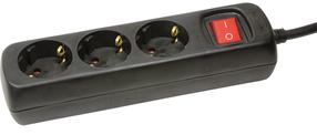 Buitinis ilgintuvas Logilink LPS206B, 3 x 1,5 mm², 1.4 m, IP20, 3 lizdų, su jungikliu, juoda sp.