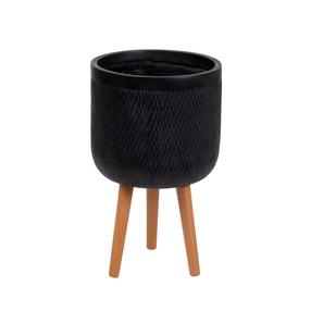 Gėlių vazonas ant kojelių Domoletti LT14486T-2S, keramika/molis, Ø 37 cm, juoda sp.