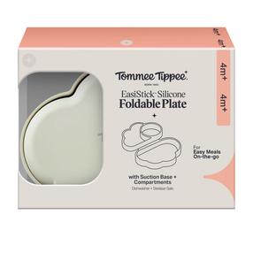 Šķīvīši Tommee Tippee EasiStick Foldable, 4 mēn., silikons, zaļa krās.