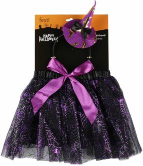 Karnevāla tērps bērniem, ragana Festi Halloween, melna krās./violeta krās.