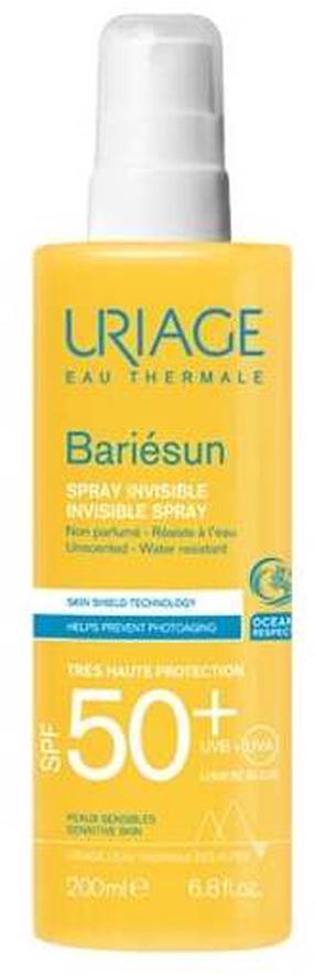 Päevituse hooldussprei keha jaoks/tooted näole Uriage Bariesun Invisible Without Perfume SPF50+, 200 ml