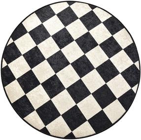 Vonios grindų kilimėlis Foutastic Dama 359CHL4247, balta sp./juoda sp., 140 cm x 140 cm, Ø 140 cm
