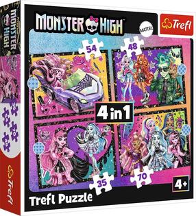 Dėlionė 4in1 Trefl Monster High Electrifying Day 34655, 20.5 cm x 28.5 cm, 207 vnt., įvairių spalvų