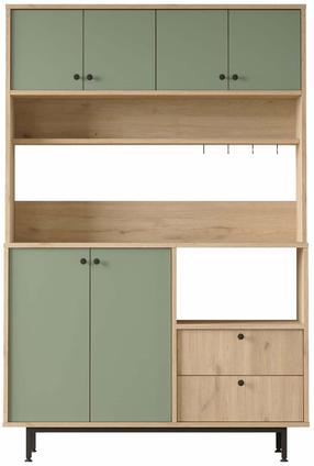 Daugiafunkcinė virtuvės spinta Kalune Design RE5-SY, ąžuolo sp./žalia sp., 35.5 cm x 120 cm x 180 cm