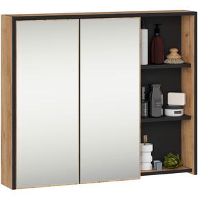 Pakabinama vonios spintelė su veidrodžiu Akord Vami, ruda sp./juoda sp., 15 cm x 90 cm x 75 cm