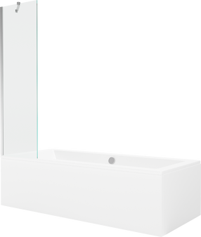 Vonia su sienele, laisvai pastatoma Mexen Cube, 170 cm x 80 cm x 39 cm, stačiakampis, skaidri sp./balta sp.