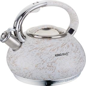 Tējkanna ar svilpi King Hoff KH-1066, 3 l, zelta krās./balta krās./sudraba krās.