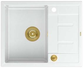 Virtuves izlietne Quadron Morgan 116, granīts, 62 cm x 50 cm x 21 cm, zelta krās./balta krās.
