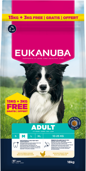 Сухой корм для собак Eukanuba Chicken Medium Adult, курица, 18 кг