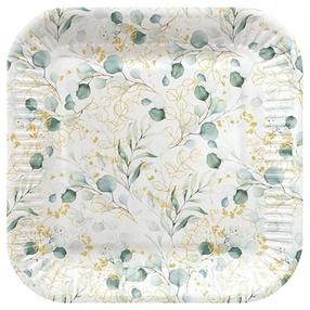 Vienreizējās lietošanas šķīvis Paw Decor Collection Golden Eucaliptus, Ø 23 cm, 8 gab.