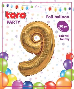Folijas balons cipars Nr. 9, zelta krās.