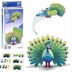 3D dėlionė Peacock ZA5718, 9.5 cm x 4 cm, 18 vnt., mėlyna sp./žalia sp.