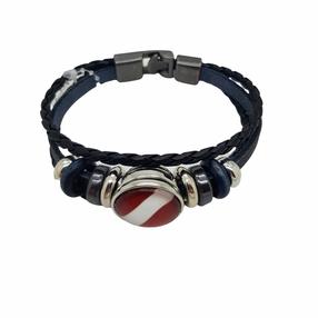 Aproce Leather Bracelet With Flag, daudzkrāsaina