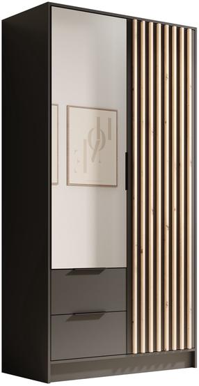 Шкаф ADRK Neri 100, черный цв./коричневатый цв., 100 см x 51 см x 200 см, с зеркалом