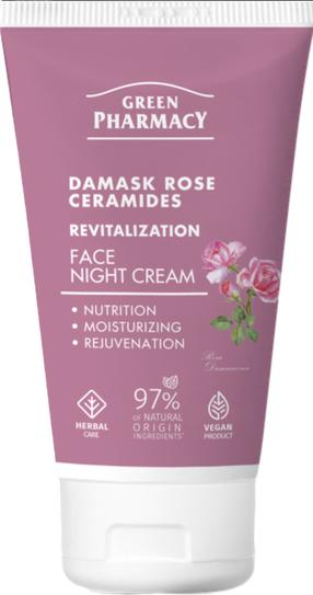 Ночные крем для лица Green Pharmacy Damask Rose + Ceramides, 50 мл