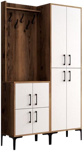 Комплект мебели для прихожей Kalune Design Berlin BA, комнатные, белый цв./ореховый цв.