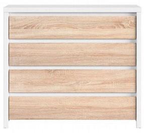 Komoda Kaspian KOM4S, ąžuolo/balta, 105 cm x 40.5 cm x 92 cm