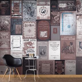 Fototapete Artgeist Vintage Bookcase - Romantic Motif With Book Covers 4XLFT1322, 280 cm x 400 cm