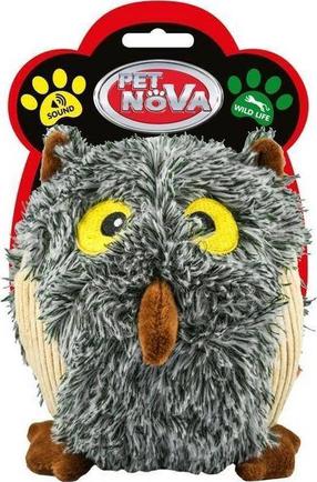 Žaislas šuniui, pliušinis Pet Nova Owl, pilka sp.