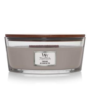 Svece, aromātiskā WoodWick Fireside, 40 h, 453.6 g, pelēka krās.