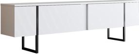 TV staliukas Kalune Design Luxe, balta sp./juoda sp., 30 cm x 180 cm x 50 cm