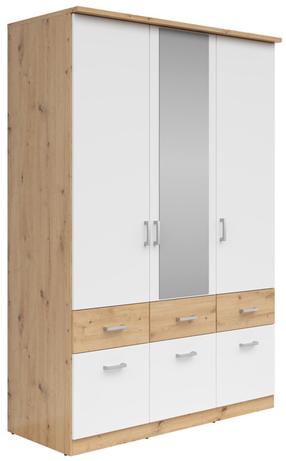 Spinta Brando, balta sp./artisan oak sp., 58 cm x 136 cm x 199 cm, su veidrodžiu