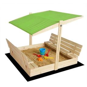 Smėlio dėžė su stogeliu 4IQ Hatis 4778505905828, 120 x 120 cm, su dangčiu, žalia sp./rusva sp.